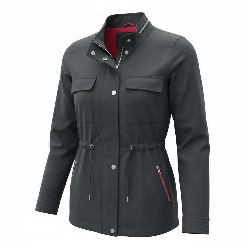 Chatelaine Black Women's Nylon Windbreaker Full Zip Jacket Size Small